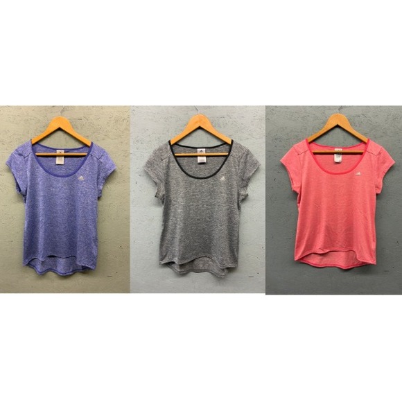 Adidas‎ Workout T-Shirts Women's Size L Lot of 3 Purple Gray Pink Athletic - Picture 1 of 13